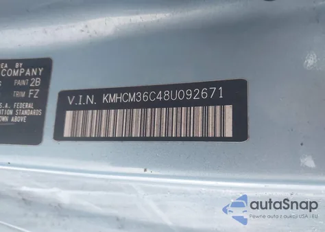 2008 Hyundai Accent Gs из США, поврежденный, VIN KMHCM36C48U092671